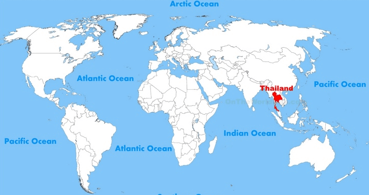 Carte du monde avec la Thailande